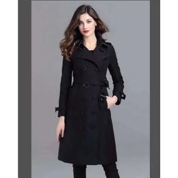 2023 HOT CLASSIC ITEM! fashion England design trench coat/women high quality cotton X-long style jacket/double breasted slim fit trench/knee length trench