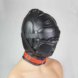 Bondage BDSM Mask Blindfold Leather Breathing Hole Role Playing Hood Padded over Mouth and Ears Bondage Sex Toys For Couples x0928