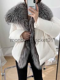 Women's Fur Faux Fur 2023 Winter Jacket Women Real Fur Coat White Goose Down Jacket Women Oversized Fox Fur Collar Big Fur Thick Warm New J230928