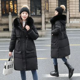 Women's Down Parkas Fashion Fur Collar Hooded Down Cotton Coat Womens Winter Parkas Jacket Long Warm Padded Puffer Parkas Snow Wear Outwear 230927