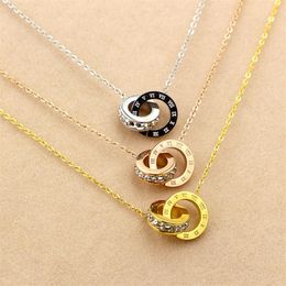 The new small drill Roman numerals short necklace for woman South Korea fashion titanium steel rose gold plated collar bone chain 234r