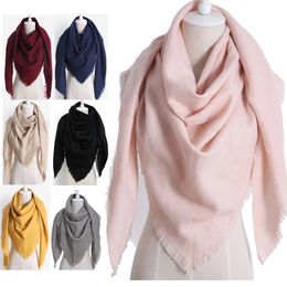 Scarves Fashion Winter Warm Triangle Scarf For Women Pashmina Shawl Cashmere Plaid Blanket Shawls Female Stole 230927