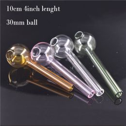 Straight Glass Oil Burner Pipe 4inch 30mm Ball Thick Handcraft Smoking Pipes Colourful Glass Smoking Pipe Cheapest Price