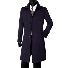 Men's Trench Coats Young Middle-Aged Jacket Spring Autumn Blue Single Breasted Abrigos Jaqueta Masculina Motoqueiro