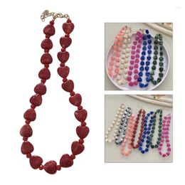 Choker Hand-making Resin Heart Bead String Beads Necklace Chokers