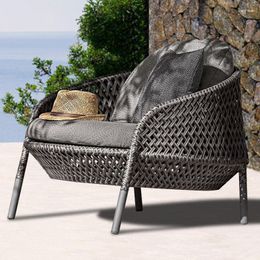 Camp Furniture European Rattan Outdoor Garden Sofas Courtyard Single Living Room Sofa Chairs Armrest Leisure Z