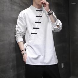 Men's Casual Shirts Spring And Autumn Oriental Shirt Hanfu Chinese Top Cotton Street Vintage T-shirt