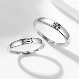 Wedding Rings Sterling Silver S925 Personality Dog Love Bone Lovers Vegetarian Ring Japanese And Korean Style Simple Finger