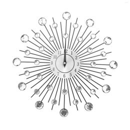 Wall Clocks Vintage Metal Art Crystal Clock Luxury Diamond Morden Design Home Decor