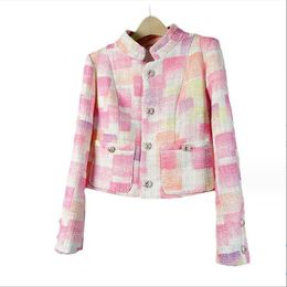 918 L 2023 Milan Runway Autumn Women's outwear Long Sleeve Coat Crew Neck Coat Button Pink Fashion Clothes Womens mans