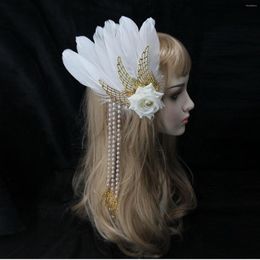 Hair Clips DIY Non Finished Product Feather Clip Hairpin With Wing Chain Goddess Of The Sun Antiquity Piece Lolita Hairdress Props