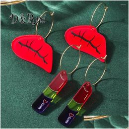 Dangle Chandelier Earrings D Rui 2023 Summer Red Lips Fashion Lipstick Acrylic Womens Party Accessories Earring Gifts For Beautif Girl Dh0Im