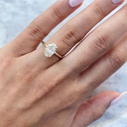 Cluster Rings RandH 1.8ct Oval Cut Moissanite Solitaire For Women Engagement Wedding 18K Solid Rose Gold Simple Fine Jewelry