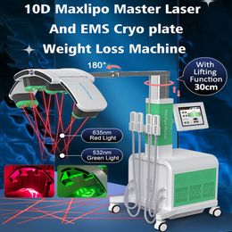Lipolaser Machine 10D Maxlipo Master Laser Fat Removal Body Contouring Equipment With 4 EMS Cryotherapy Plates EM Slim Muscle Building Device For SPA Salon Clinic
