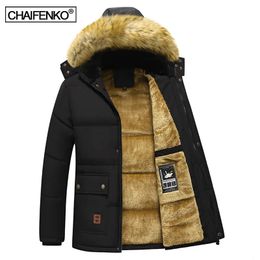 Mens Down Parkas Men Warm Winter Windproof Fleece Thick Jacket Coat Fashion Hooded Fur Collar Classic Casual Parka 230927