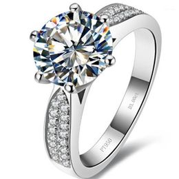 Faultless Test Positive 2Ct 8mm D-E Lab-Grown Moissanite Diamond Ring 925 Sterling Silver Engagement Ring Female1223o