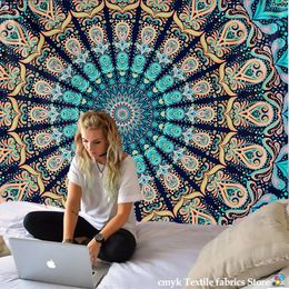 Tapisserier Mandala Tapestry Wall Hanging Boho Decor Tyg Psychedelic Hippie Night Moon Carpet 230928