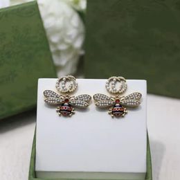 2021 new fashion Charm pearl Little bee pendant earring ladies gift wedding party jewelry high quality with box232A