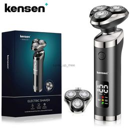 Electric Shaver kensen Electric Beard Shaver Razor for Men IPX6 Waterproof Digital Display Rechargeable Wet-Dry Shaving Beard Machine Trimmers YQ230928