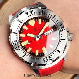 Wristwatches Tandorio Diver Men's Automatic Watch NH36 20ATM AR Coating Sapphire Crystal Day/Date Rubber Strap 200m Water Resistance