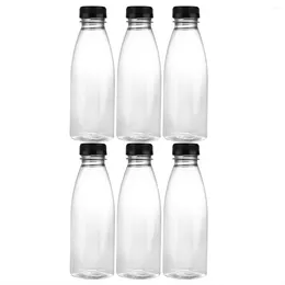 Water Bottles 6 PCS Container Travel Disposable Containers Lids Clear Plastic Milk Storage