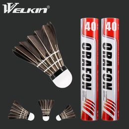 Balls 12PCS Durable Badminton Shuttlecocks Black Goose Feather Shuttlecock for Training Sports Speed 76 77 230927