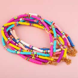 Choker Bohemian Handmade Round Chips 6mm Womens Mix Colour Polymer Clay String Beads Femme Elegant Sweet Party Necklace Jewellery