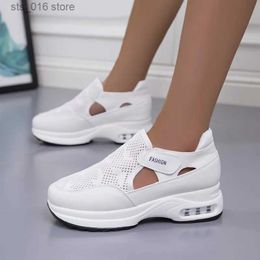 Dress Shoes Rimocy Breathable Mesh Platform Sneakers Women Summer Hollow Out Wedges Air Cushion Sports Shoes Woman Plus Size Vulcanize Shoes T230928
