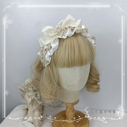 Party Supplies Lolita Handmade Japanese Bow Headband Multicolor Pearl Satin Lace Hair Accessories