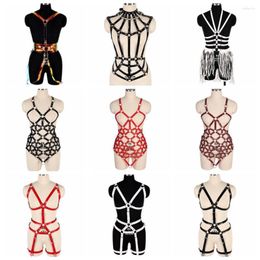 Belts Sexy Lingerie Set Harajuku Harness Garters Punk Leather Women Body Bondage Cage Bra Sculpting Waist Straps Suspenders Belt