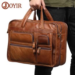 Briefcases JOYIR Genuine Leather Mens Briefcase Laptop Casual Business Tote Bags Shoulder Crossbody Bag Mens Handbags Large Travel 230927