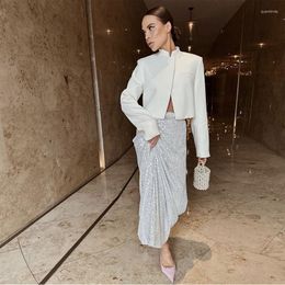 Work Dresses Sequin Festival Outfit Women Autumn Two Piece Set Long Sleeve Top And Skirt Sets Nightclub In Matching