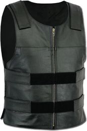 Men's Vests Men Bullet Proof style Leather Motorcycle Vest for bikers Tactical waistcoat 230927