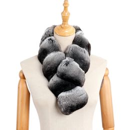 Scarves Unisex 100 Real Chinchilla Fur Scarf Lady Wraps Scarfs Natural Colour Extrmely Soft Clips Neck Warmer Neckcheif 230927
