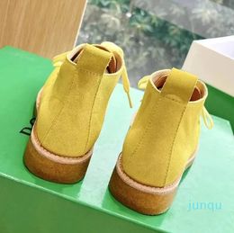 Women Lace Up Round Toe Short Boots Flat Shoes Woman Casual Motorcycle Boots