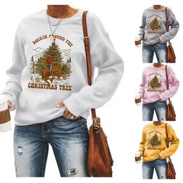 Women's Hoodies Sweatshirts winter cotton fashion Rockin Around The print vintage casual round neck large size long sleeve hoodie 230927