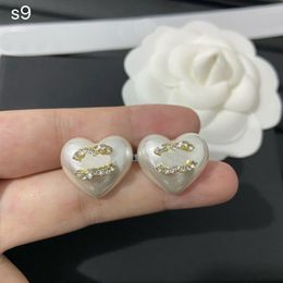 Diamond Heart Dangle Sliver Letter Designer Brand Jewelry Love Gift Earrings With Correct Charming Women Stud