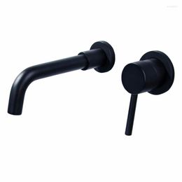 Bathroom Sink Faucets Faucet Wall Mounted And Cold Bathtub Single Handle Black Tap Basin Face Wash AE8