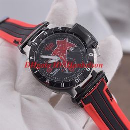 Limited edition 1835 SPECIAL COLLECTIONS T048 417 27 017 00 Quartz movement steel case Black bezel Red star dial rubber band Male 280q