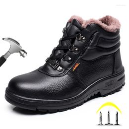 Boots Fleece Lining Steel Toe Work Safety Shoes For Men Wear Resistant Lightweight Sneakers Puncture-proof Indestructible