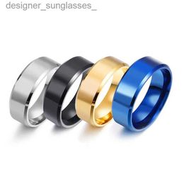 Band Rings 4 Colours Classic 8mm Mens Ring Surface Brushed Stainless Steel Simple Ring for Women Wedding Band Couples Jewellery Accessories 231222