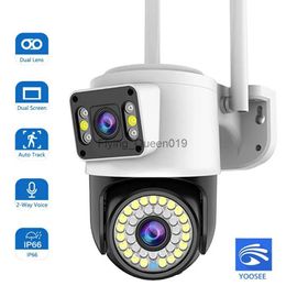 CCTV Lens Dual Lens WiFi Camera PTZ AI Human Detection Monitor Outdoor Colour Night Vision CCTV Surveillance Cameras 4MP Security IP Camera YQ230928