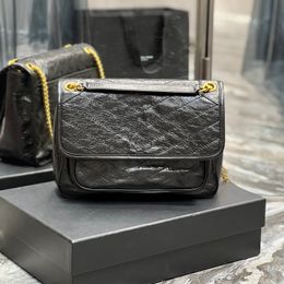 Luxury handbag designer tote bags Top quality genuine leather shoulder bag fashion women crossbody aged calfskin wallet brand niki chain bag Black logo
