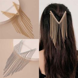 1PCS Elegant Crystal Long Tassel Chain Hairpin Barrettes For Women Hair Clip Hair Accessories338I