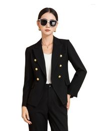 Women's Suits High Quality Business Suit Blazer Autumn Black Khaki Double Breasted Fashion Dress Wear Laddie's Jacket