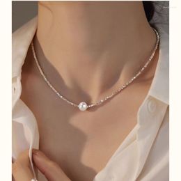 Choker Minar Luxury Silver Plated Copper Shiny Water Wave Chain Freshwater Pearl Pendant For Women Wholesale