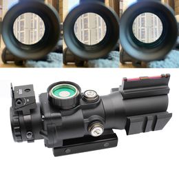 Scope Prism Optics 4x32 Tactical Rifle scopes with Red Green Blue Illuminated Reticle Acog Scope Fit for Picatinny or Weaver Rail for Hunt