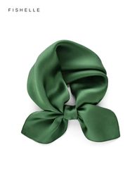 Scarves Solid Colour Army Green Natural Silk Small Square Scarve's Scarf Satin Hijab Men's Spring Autumn Handkerchief Gifts 230927