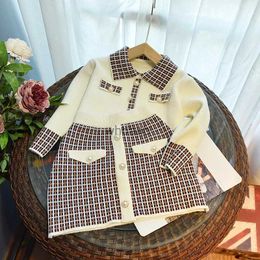 Family Matching Outfits 2023 Korean Spring Autumn Kids Girls 2PCS Plaid Pleated Skirt Suit Open Stitch Patchwork Coat Children Girls Outfit YQ230928