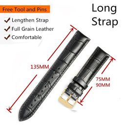 Watch Bands Long Size Cow Genuine Leather Quality Watchband 18mm 19mm 20mm 22mm 24mm size PLUS size Watch Strap 230927